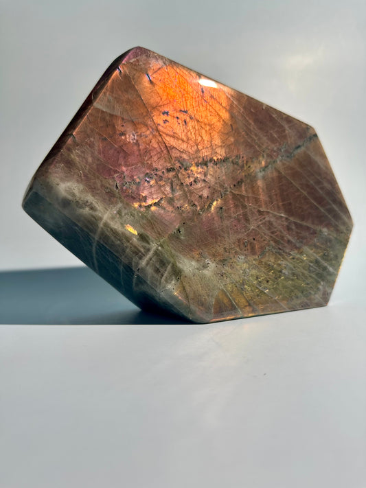 Extra Large Dual Sunset and Orange Flash Labradorite Standing  Freeform – Option B