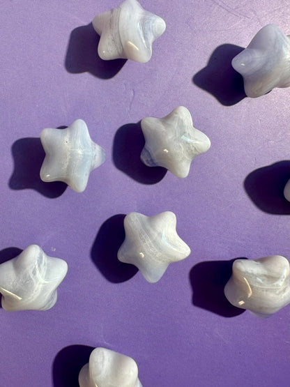 Mini Blue Lace Agate Star | Celestial Crystal Carving