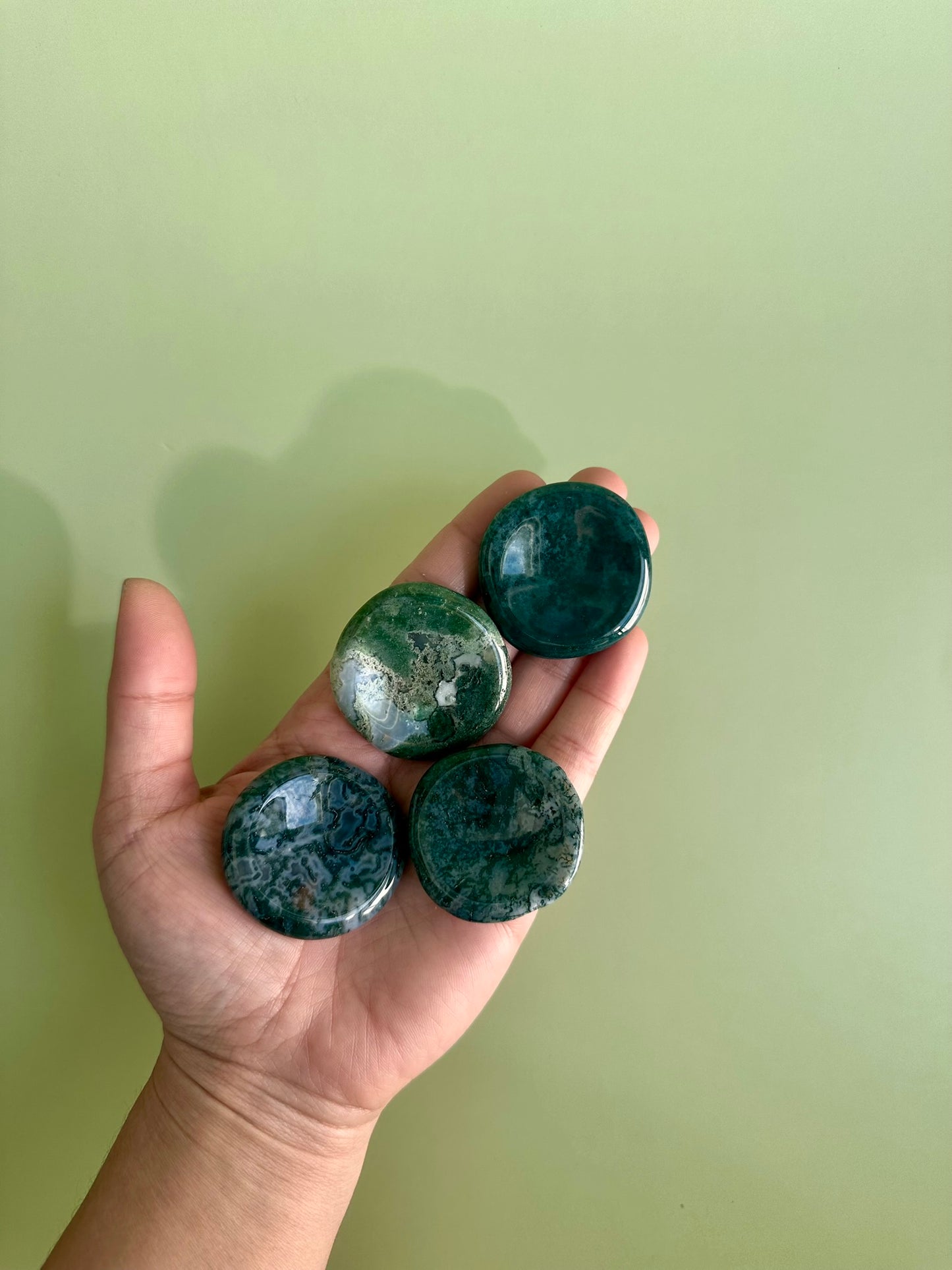 Moss Agate Worry Stone
