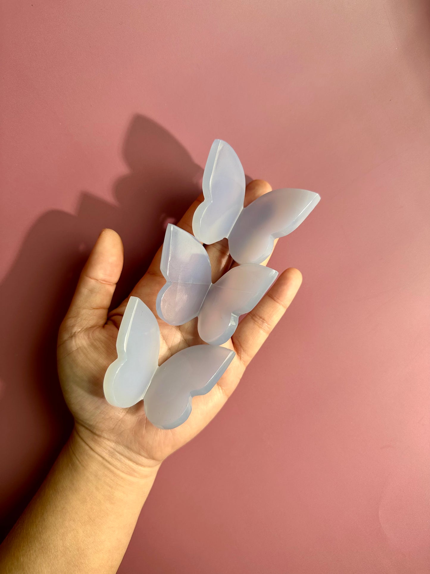 3D Blue Chalcedony Butterfly Carving