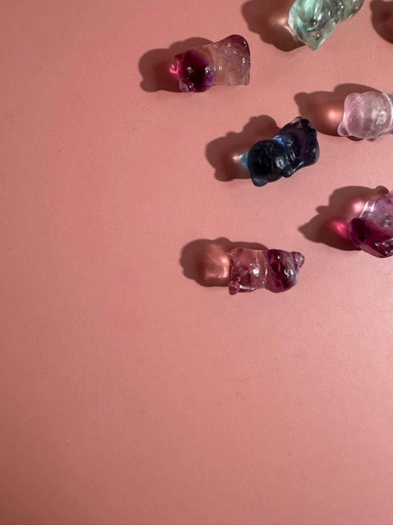 Mini Rainbow Fluorite Lucky Cat | Crystal Carving