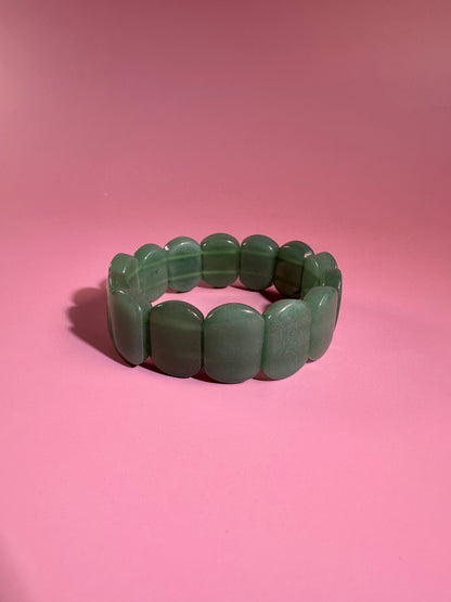 Flat Rectangle Green Aventurine Bracelet
