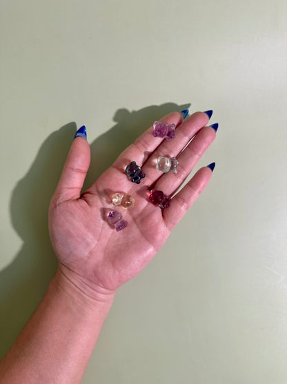 Mini Rainbow Fluorite Teddy Bear | Crystal Carving