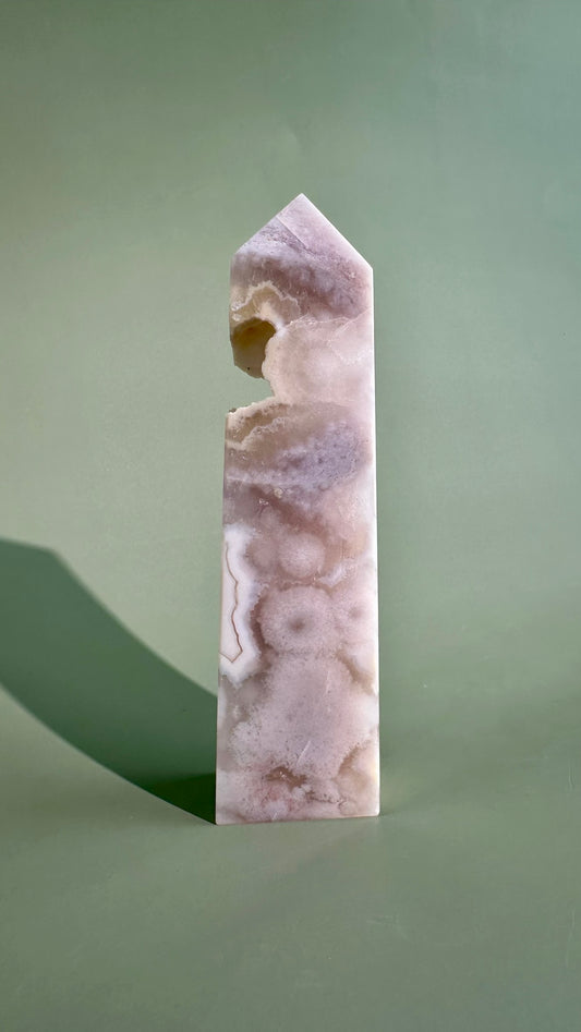 Druzy Flower Agate Obelisk – Option H