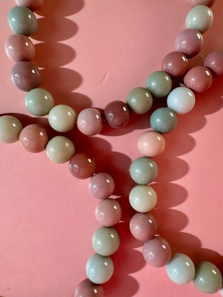 8mm Pink & Blue Alashan Agate Bracelet | Pastel Gemstone Bracelet