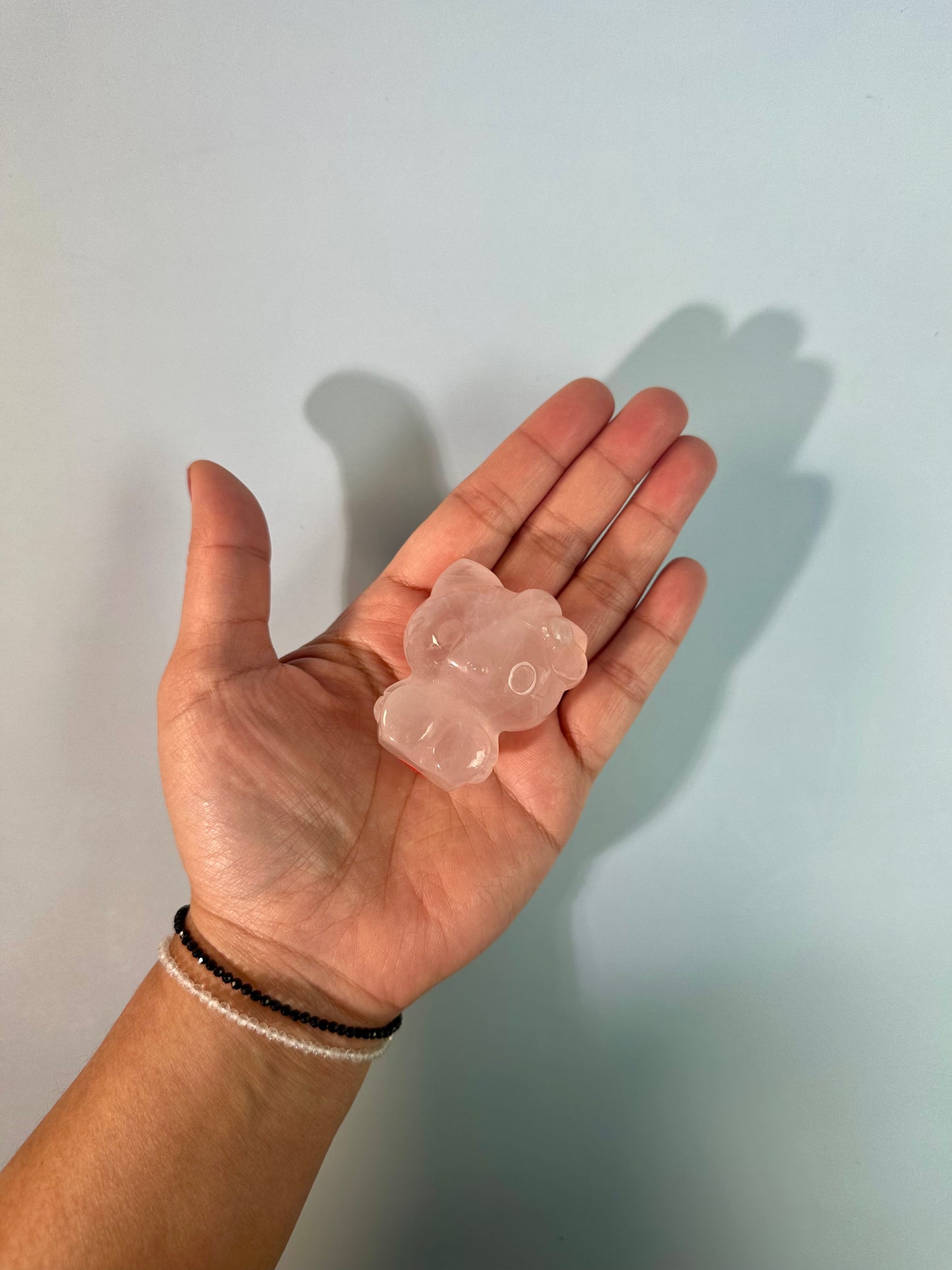 Rose Quartz Kawaii Hey Kitty Cat Quartz Carving