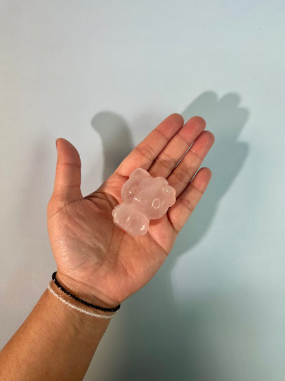 Rose Quartz Kawaii Hey Kitty Cat Quartz Carving