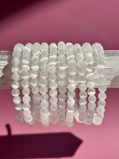 6mm Satin Spar (Selenite) Bracelet