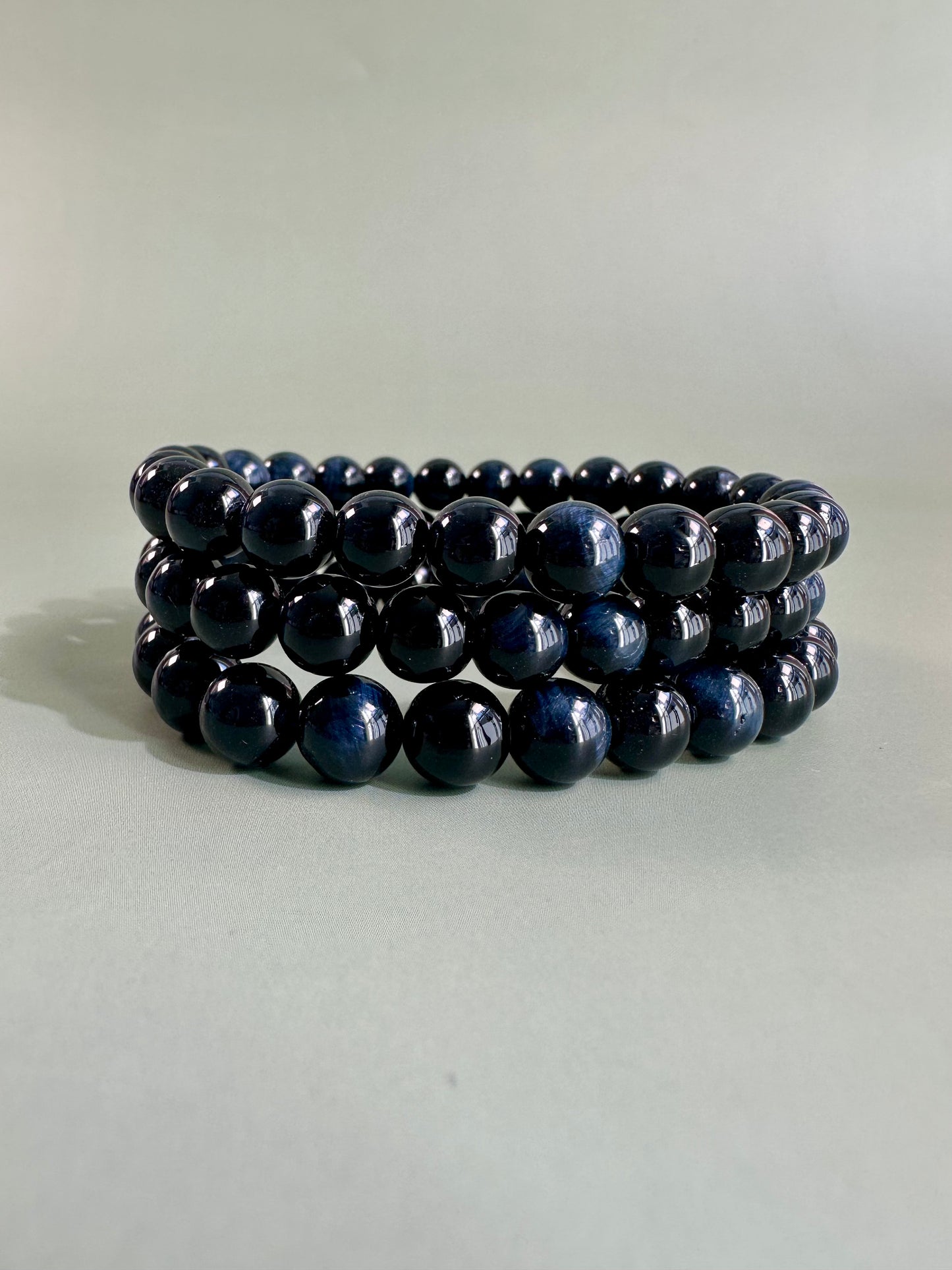 8mm Blue Tiger’s Eye Beaded Bracelet