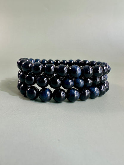 8mm Blue Tiger’s Eye Beaded Bracelet
