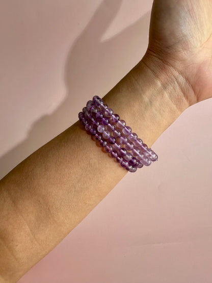 6mm Amethyst Beaded Bracelet