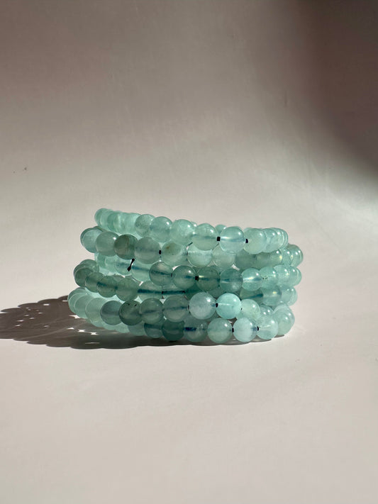 6mm Aquamarine Beaded Bracelet