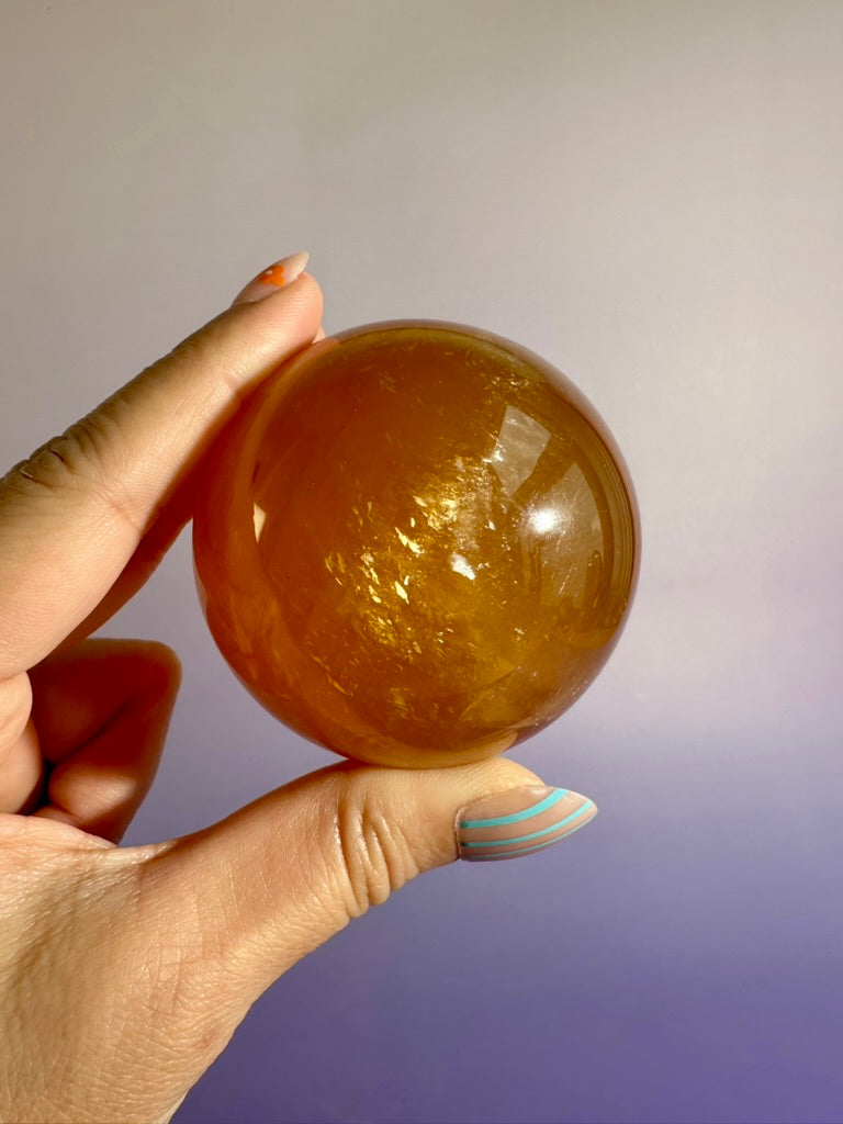 Honey Calcite Sphere – Option A | Confidence, Abundance & Golden Energy Crystal