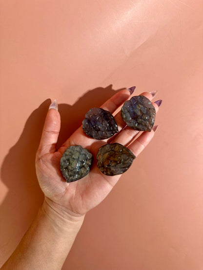 Labradorite Lion Head | Flashy Crystal Carving