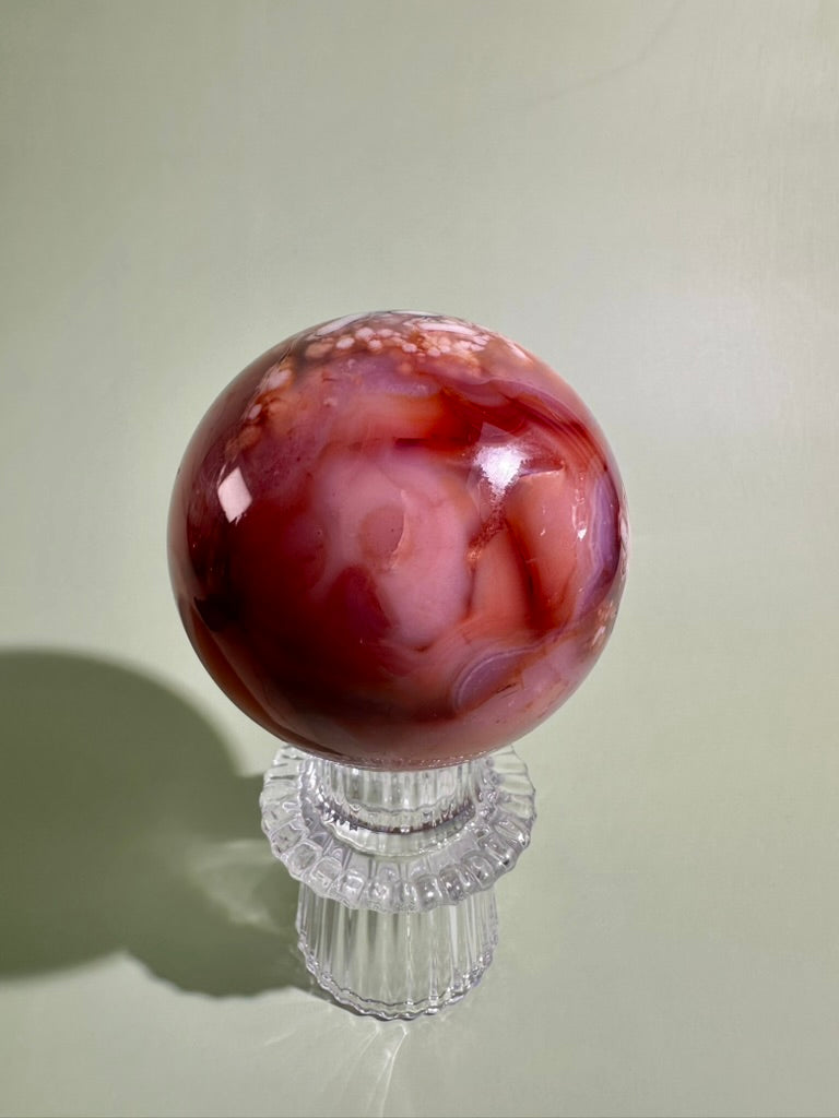 Carnelian Flower Agate Sphere Option D | Premium One-of-a-Kind Crystal