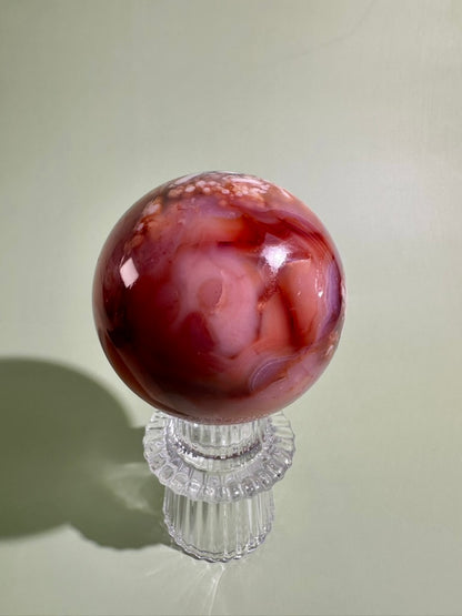Carnelian Flower Agate Sphere Option D | Premium One-of-a-Kind Crystal
