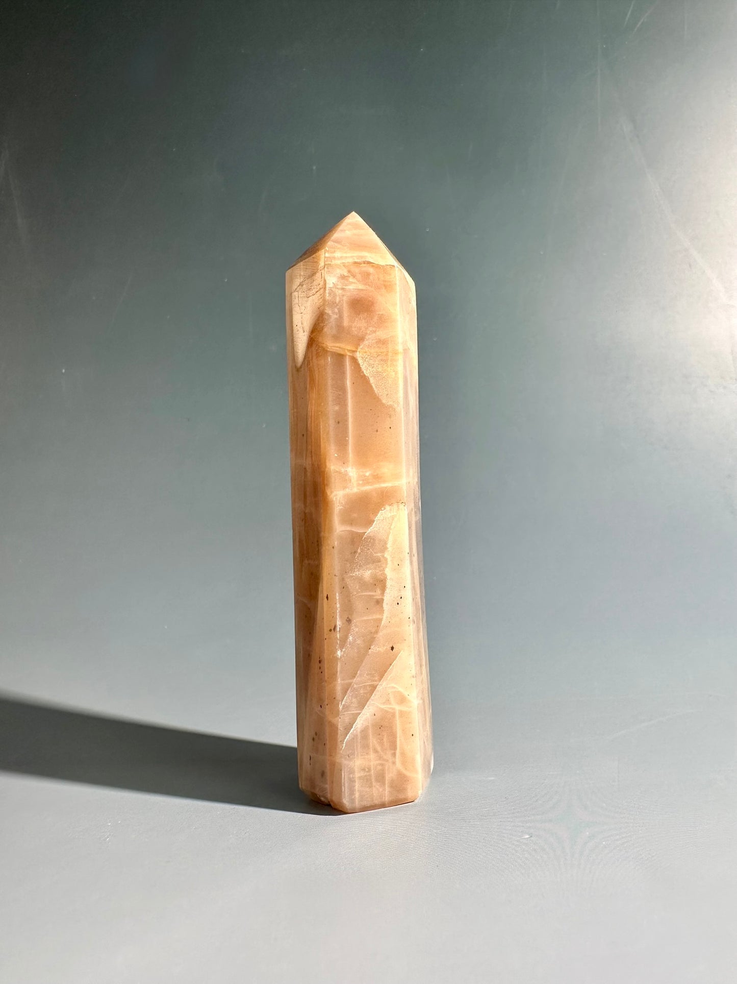 Peach Moonstone Tower – Option A | New Beginnings, Intuition & Feminine Energy Crystal