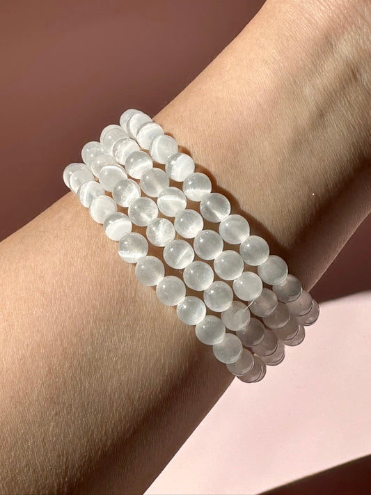 6mm Satin Spar (Selenite) Bracelet