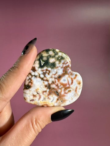 Ocean Jasper Heart Carving – D