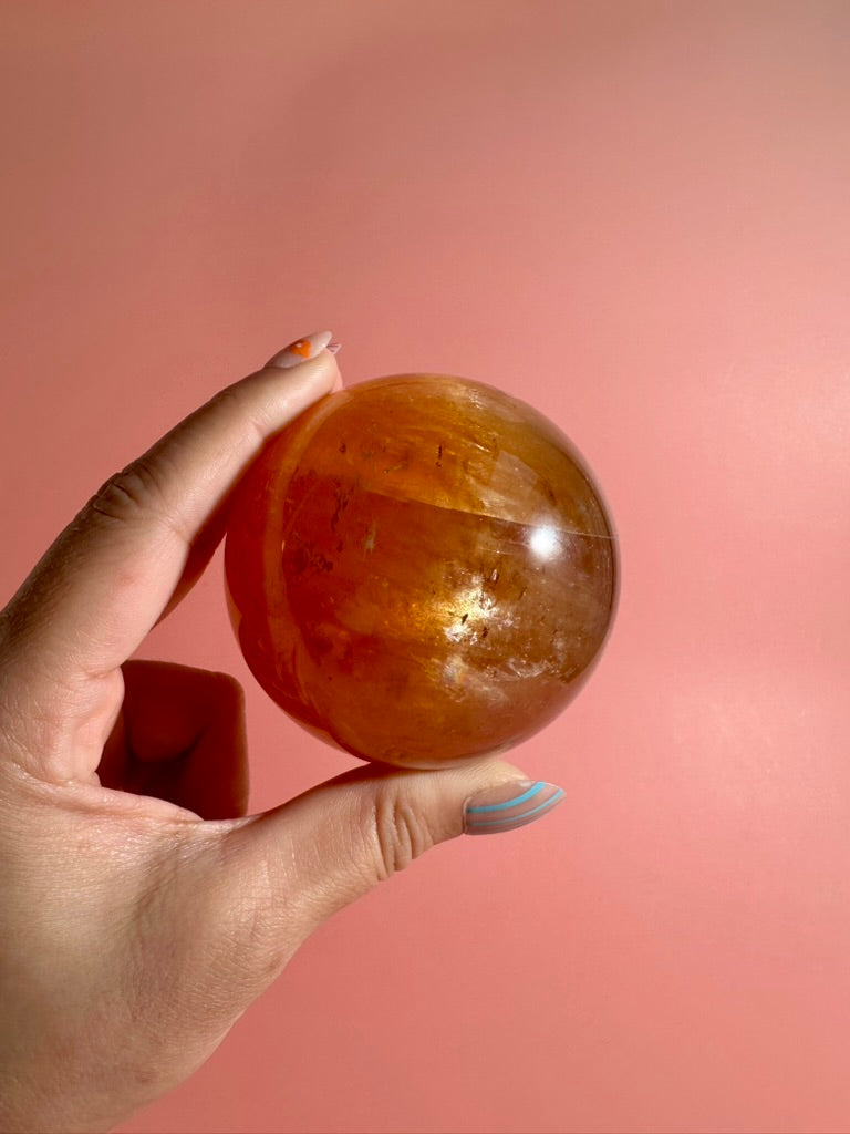 Honey Calcite Sphere – Option B | Mental Clarity, Motivation & Prosperity Crystal
