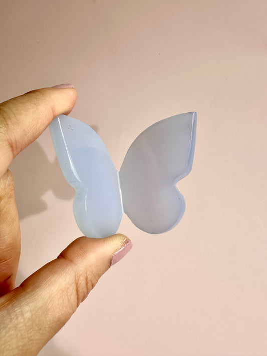 3D Blue Chalcedony Butterfly Carving