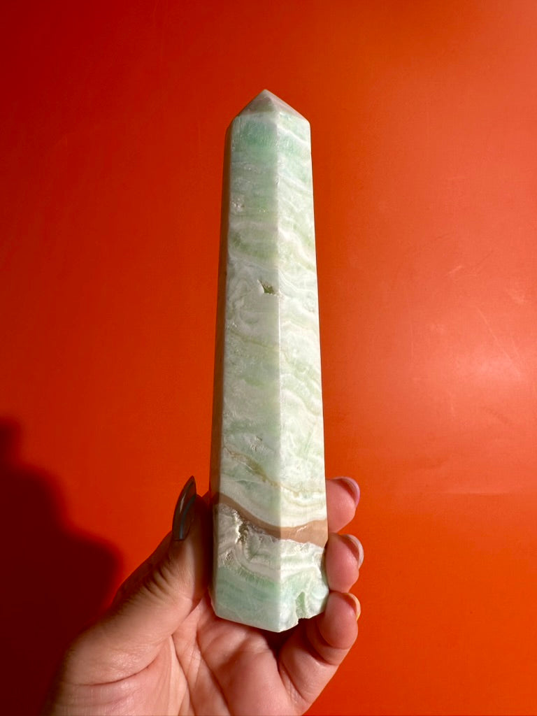 Caribbean Calcite Tower – Option E | Collector Statement Crystal, Dreamwork & Tranquility