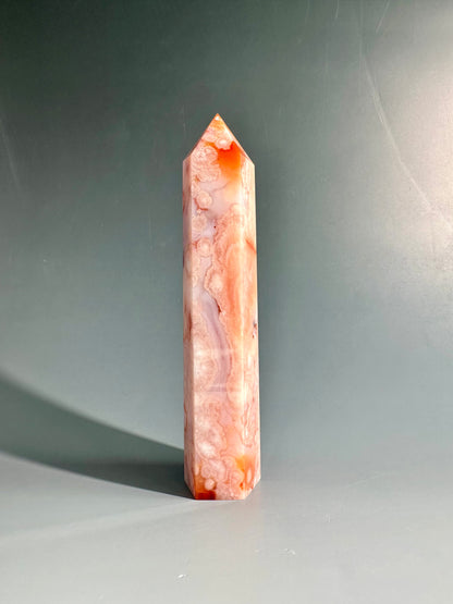 Carnelian Flower Agate Tower Option K | Blooming Potential, Courage & Joy Crystal