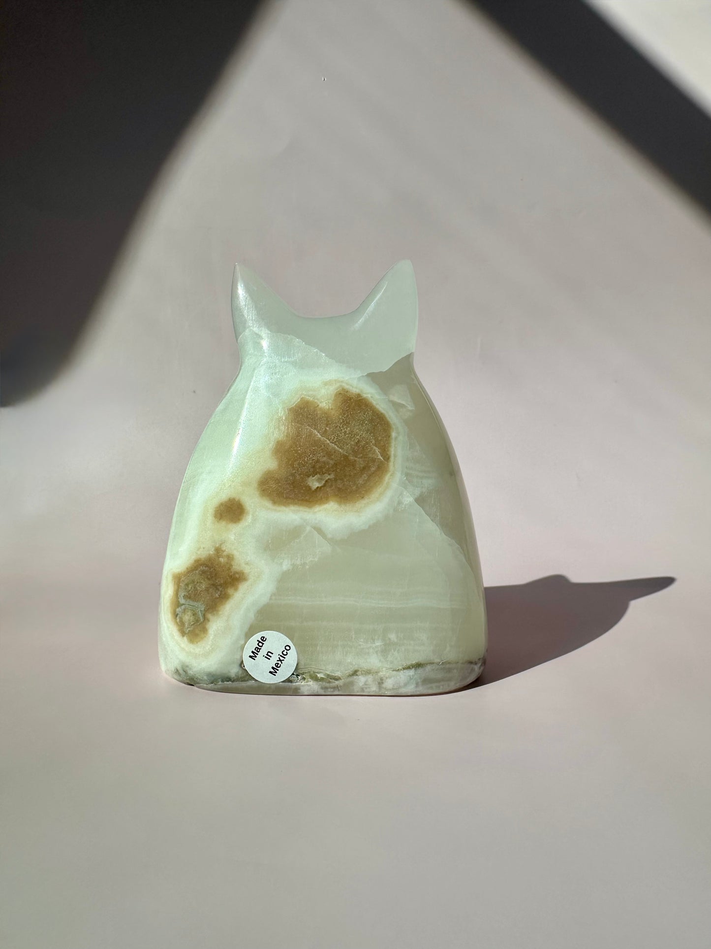 Hand-Carved White Onyx Kitty Cat Ghost