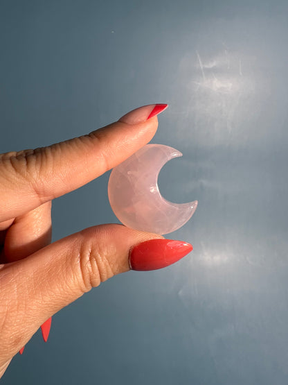 Small Rose Quartz Crescent Moon | Pink Crystal Carving