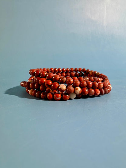 4mm Red Jasper Beaded Bracelet – Grounding Crystal