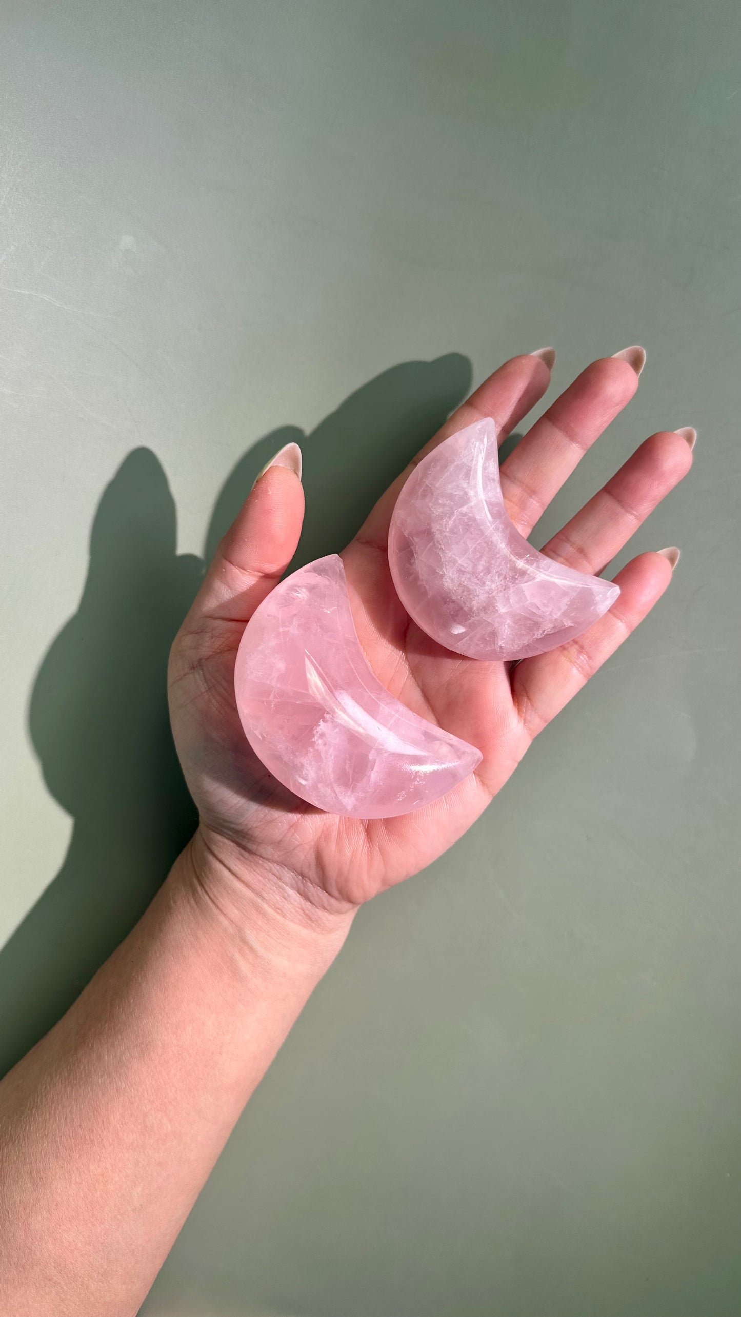 Rose Quartz Crescent Moon (Small, Medium, Large) - You Pick!