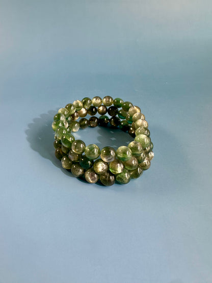 10mm Green Mica Beaded Bracelet