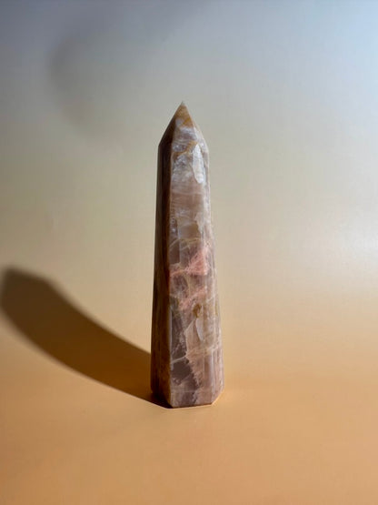 Peach Moonstone Tower – Option E | Collector Crystal, New Beginnings & Inner Peace