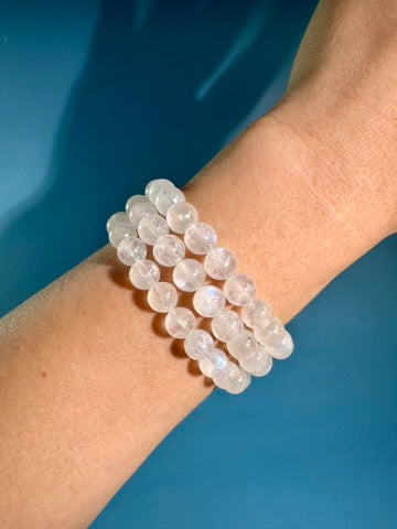 8mm HQ Moonstone Beaded Bracelet