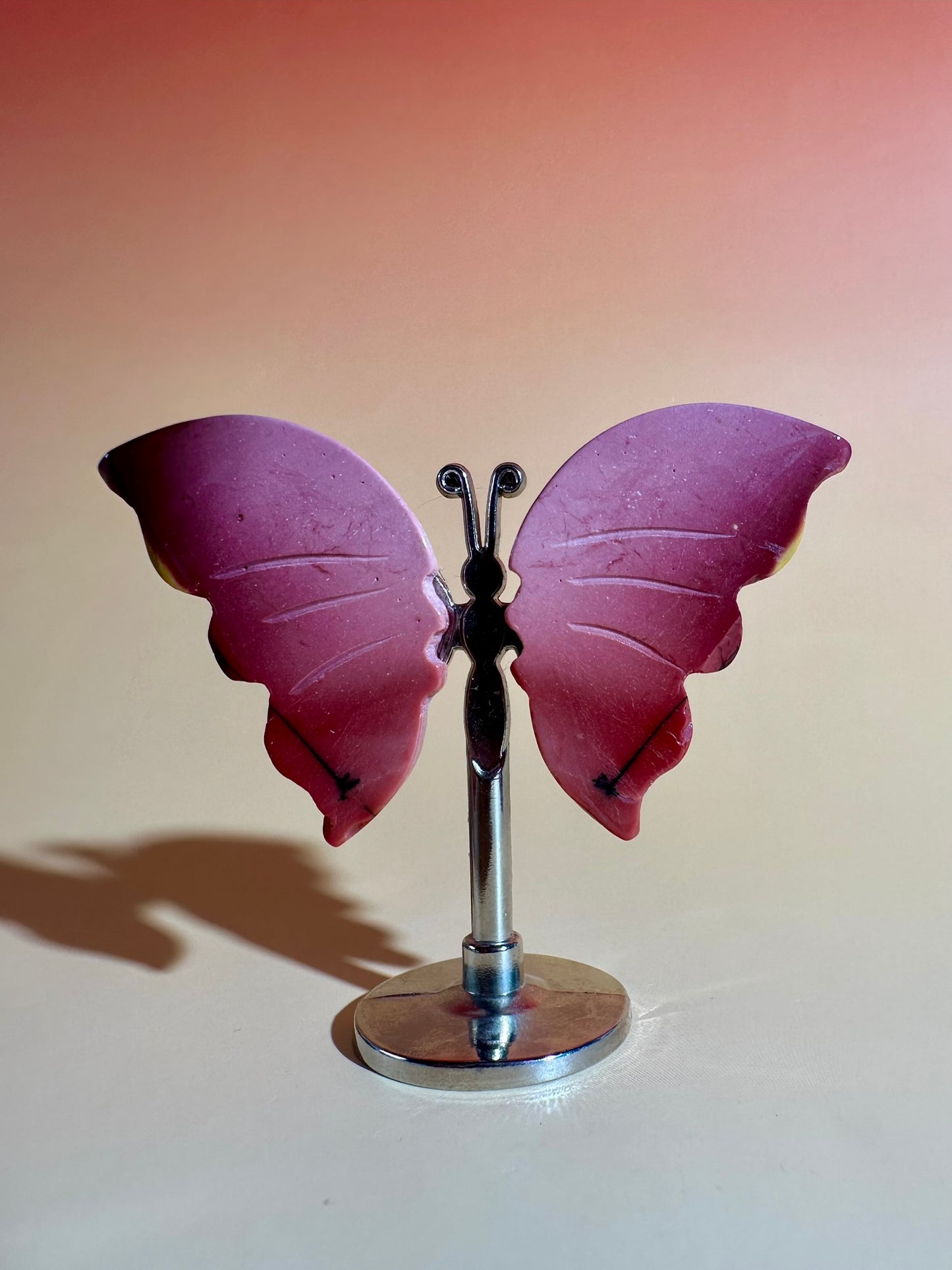 Mookaite Butterfly on Silver Stand | Adventure, Grounding & Personal Growth Crystal Décor