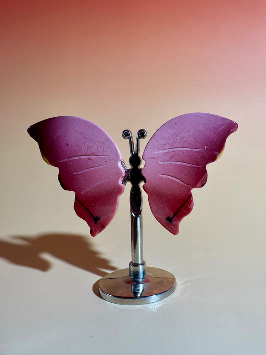 Mookaite Butterfly on Silver Stand | Adventure, Grounding & Personal Growth Crystal Décor