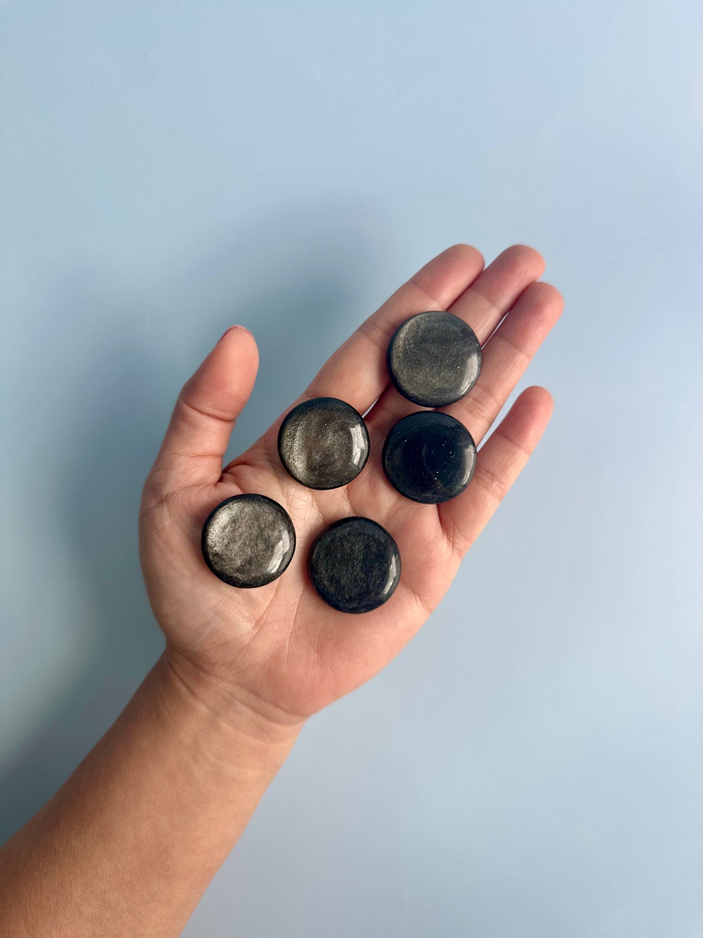 Silver Sheen Obsidian Mini Flat Palm