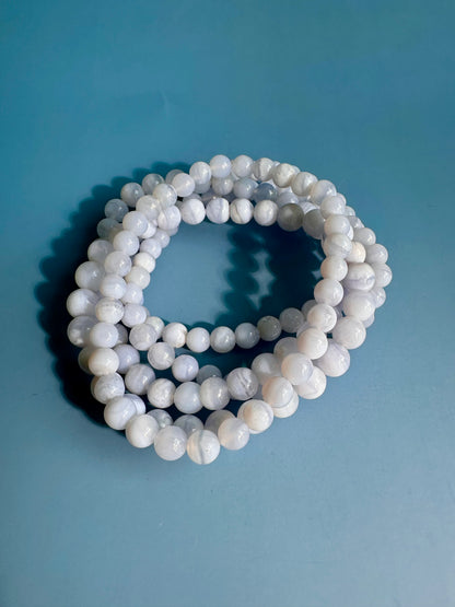 6mm Blue Lace Agate Beaded Bracelet