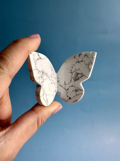 3D Howlite Butterfly Carving