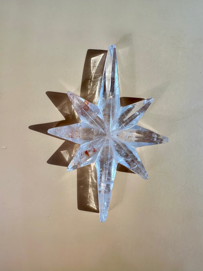Clear Quartz Polaris Star on Gold Stand – Option A | Clarity, Guidance & Manifestation Crystal