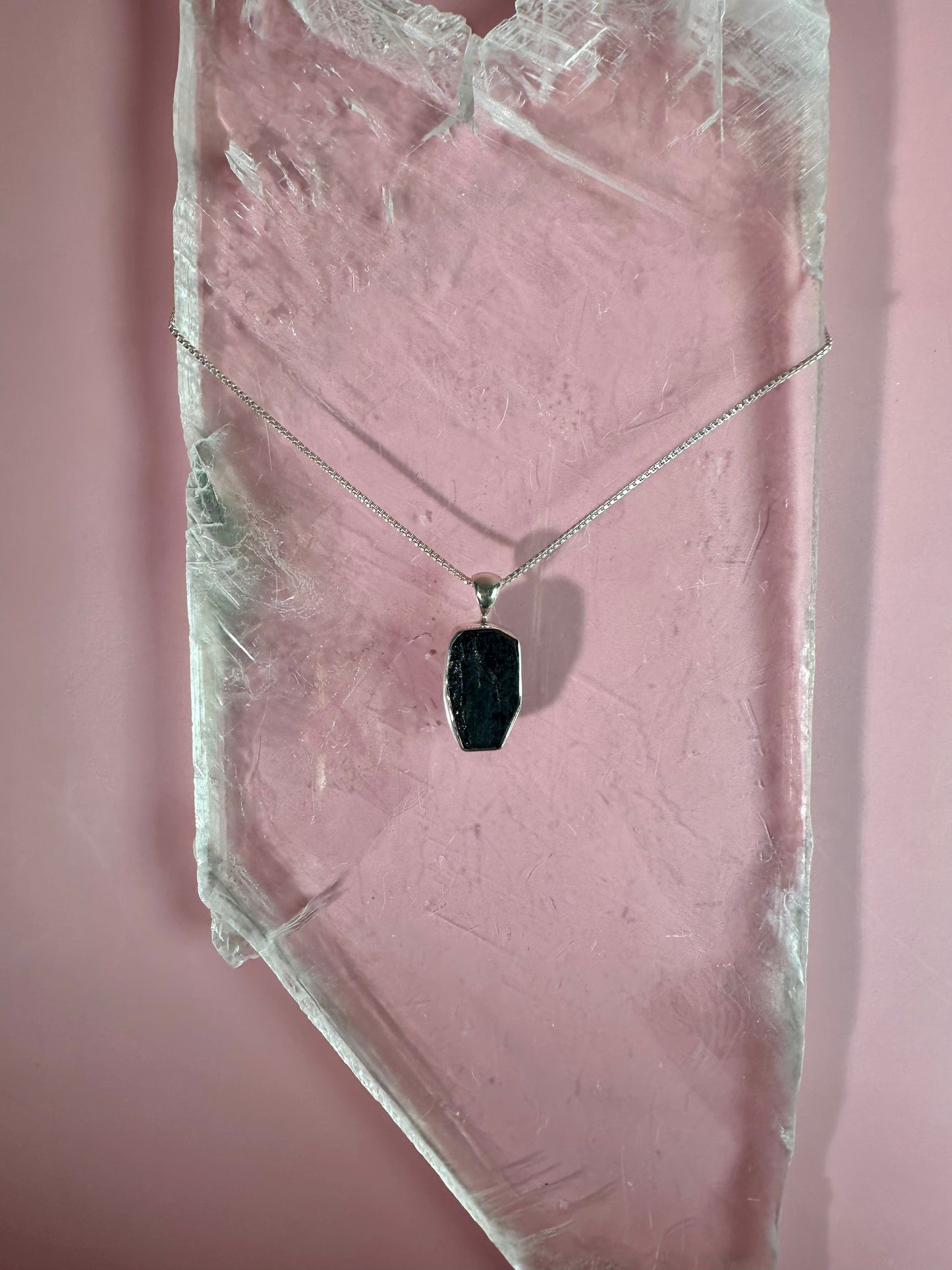 925 Sterling Silver Rough Black Tourmaline Bezel Necklace