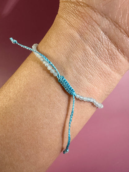 2mm Aquamarine Adjustable Beaded Bracelet