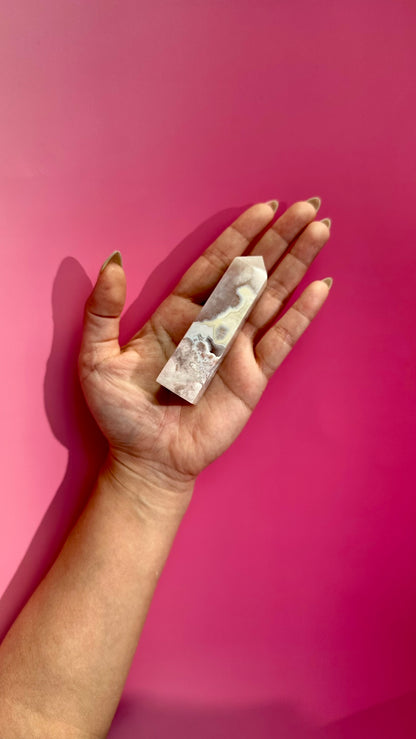 Druzy Flower Agate Obelisk – Option E