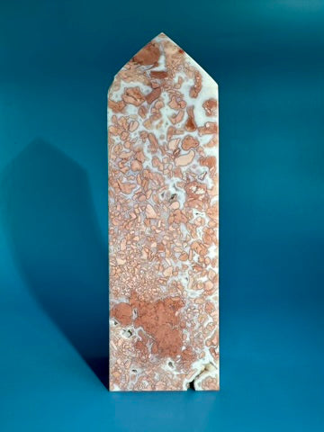 Large Pink Cotton Candy Agate Obelisk Tower