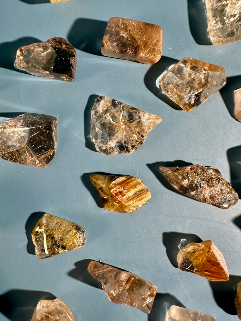 Brazilian Golden Rutile Chip Vial | Polished Quartz for Clarity, Manifestation & Positive Energy