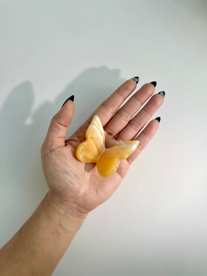 Orange Calcite 3D Butterfly Carving