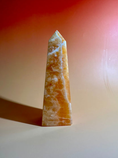 Orange Calcite Tower – Option E | Optimism, Confidence & Positive Transformation