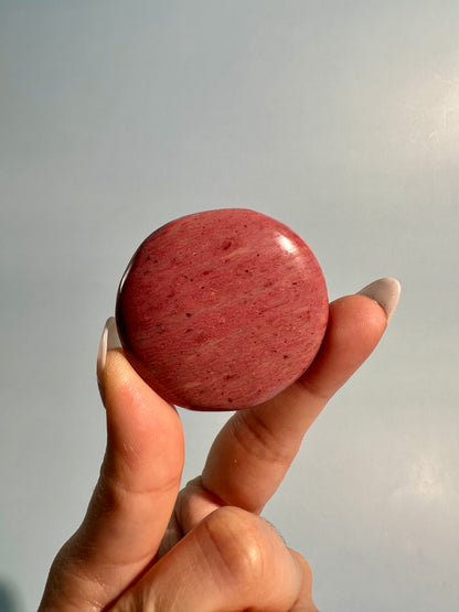 Pink Petrified Wood Round Flat Palm