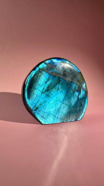 Large Blue Flash Labradorite Standing Freeform – Option C
