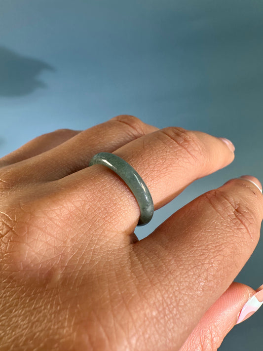 Dainty Blue Water Jade Bangle Ring